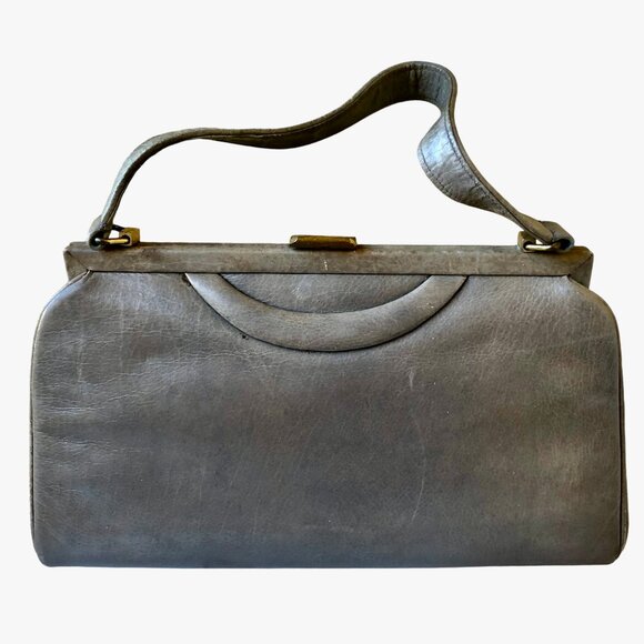 Vintage Handbag by A. Beauty Hong Kong Leather Top Handle Structured Hinged - Picture 11 of 12